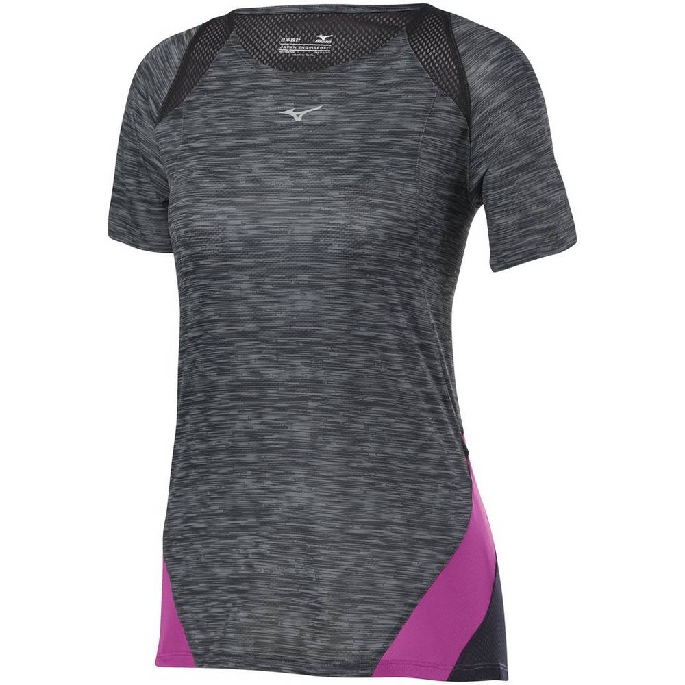 Camiseta Mizuno Running Aero - Mulher - Pretas - ZOQBJ7056